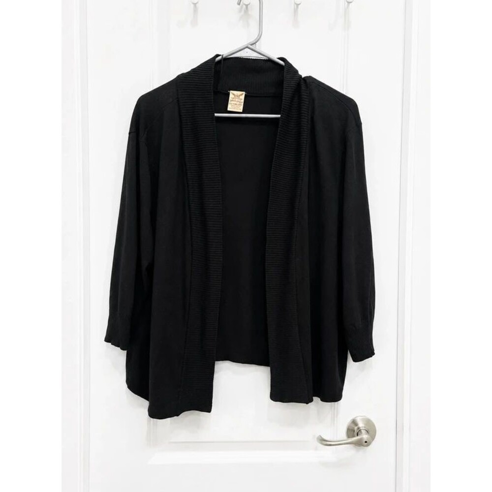 Faded Glory Women’s 2X Black Open Front Cardigan Sweater 18W-20W